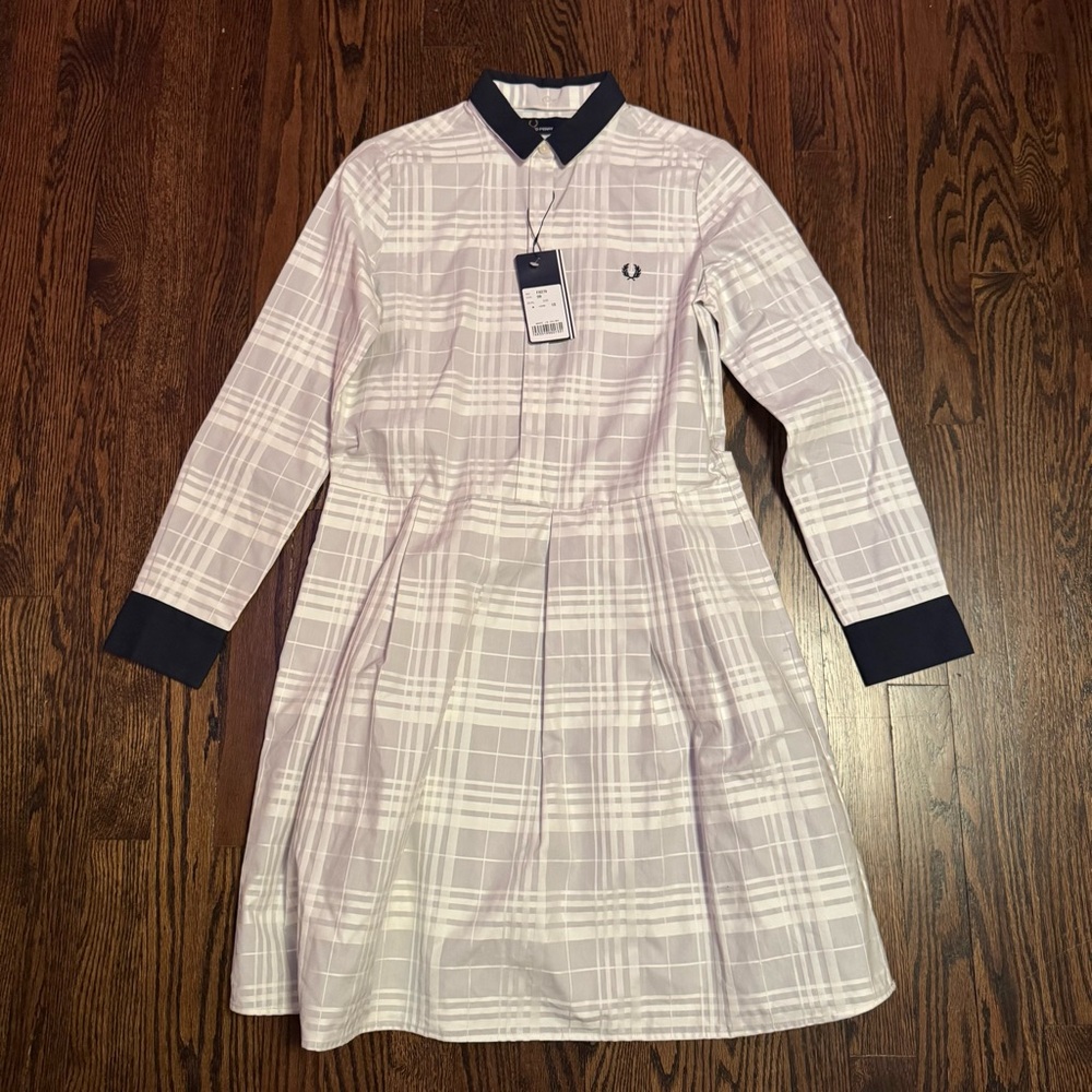 Fred Perry Checkered Long Sleeve Shirt - Gray and White